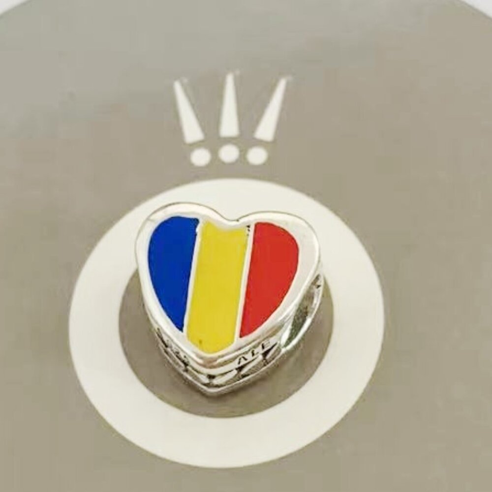 Pandora Romania Flag Heart Charm